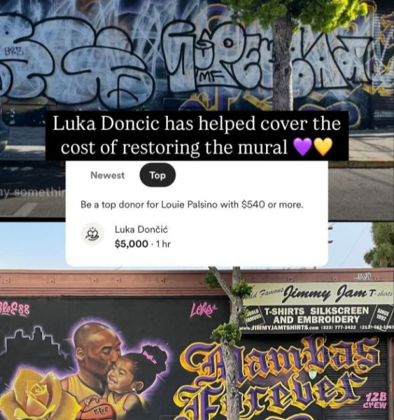 Лука Дончич оплатил восстановление оскверненного мурала Коби Брайанта - новостной портал st-piter.ru